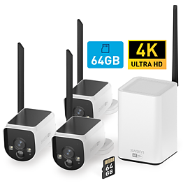 Swann MaxRanger4K™ Solar 3-Pack Camera Wireless Security System inkl 64GB SD Card Hub