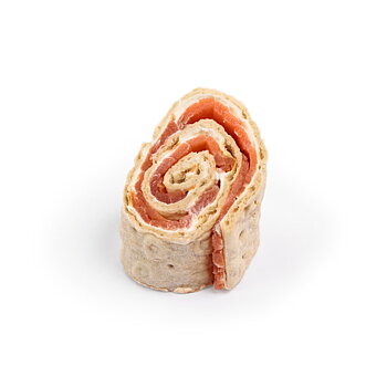 Kallrökt laxrulle med pepparrot