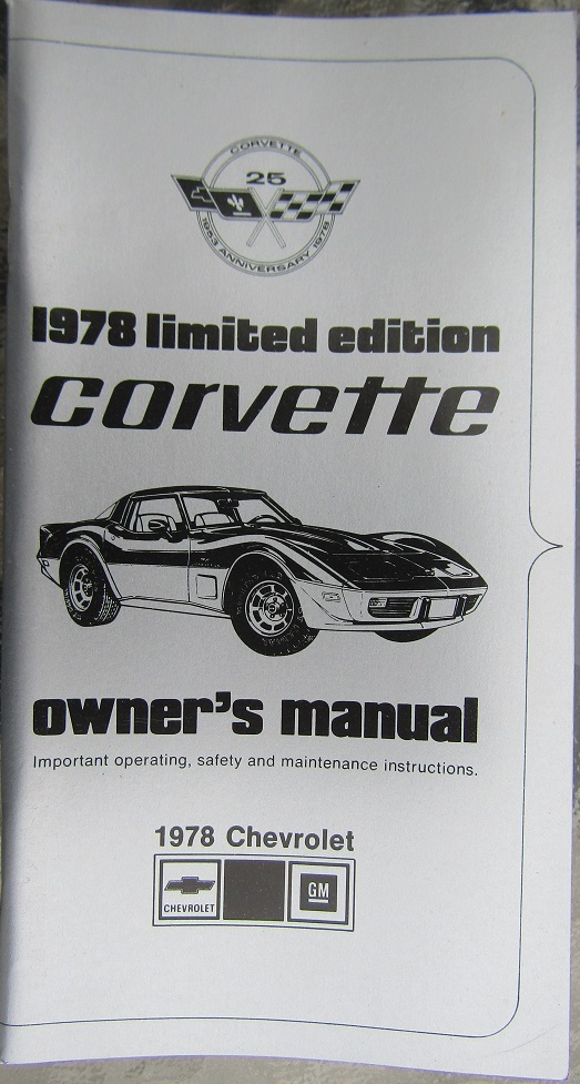 1978 Chevrolet Corvette Limited Edition Owners Manual