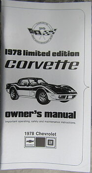 1978 Chevrolet Corvette Limited Edition Owners Manual