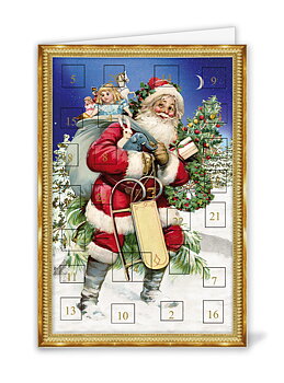 Adventskalenderkort - Santa with Presents