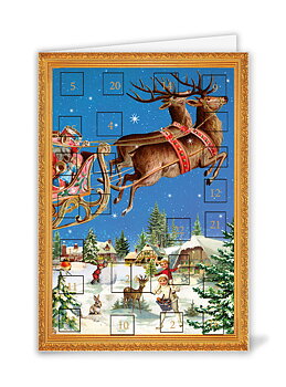 Adventskalenderkort - Flying Reindeer