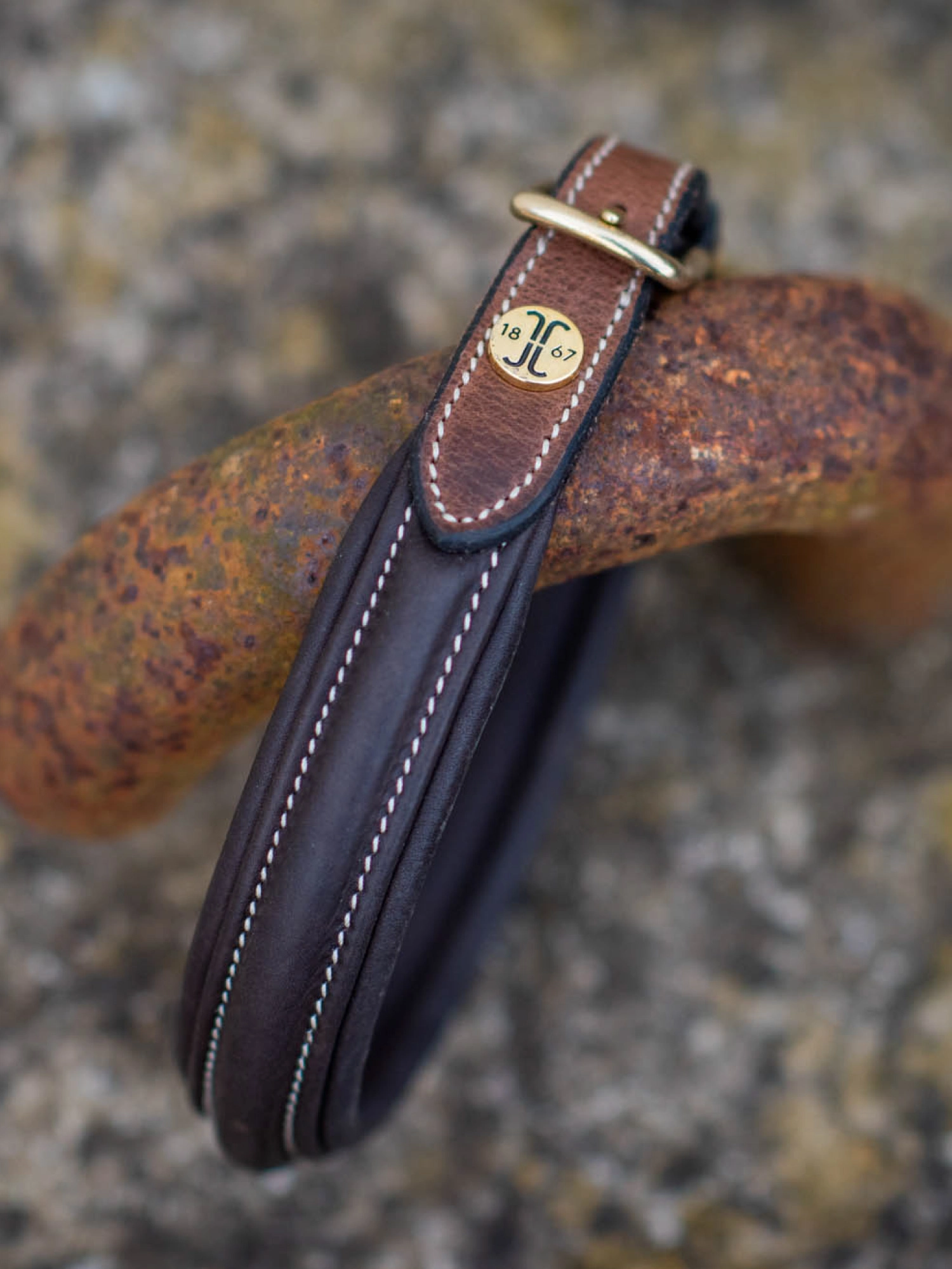 Läder halsband -  London Brun