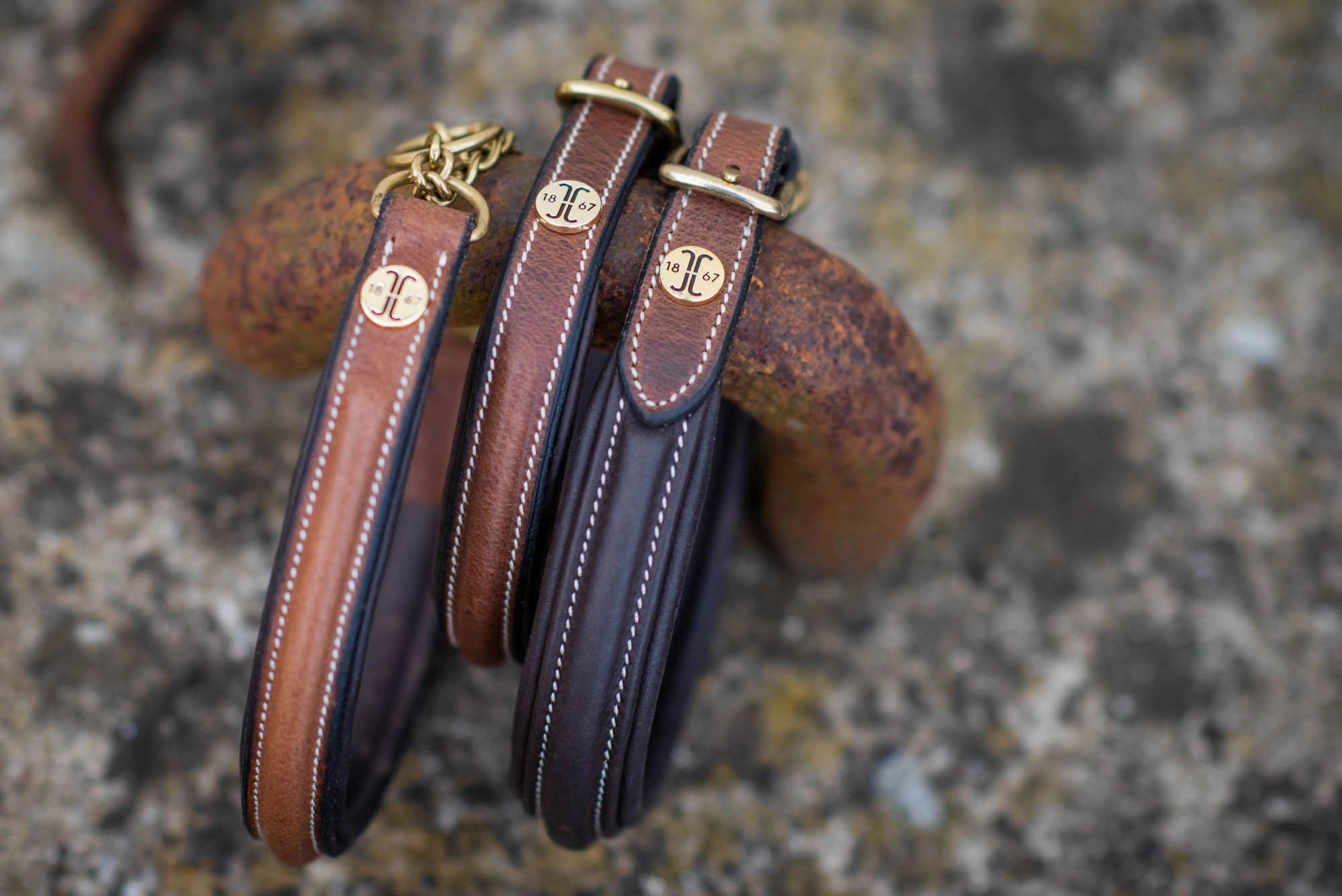 Läder halsband -  London Brun
