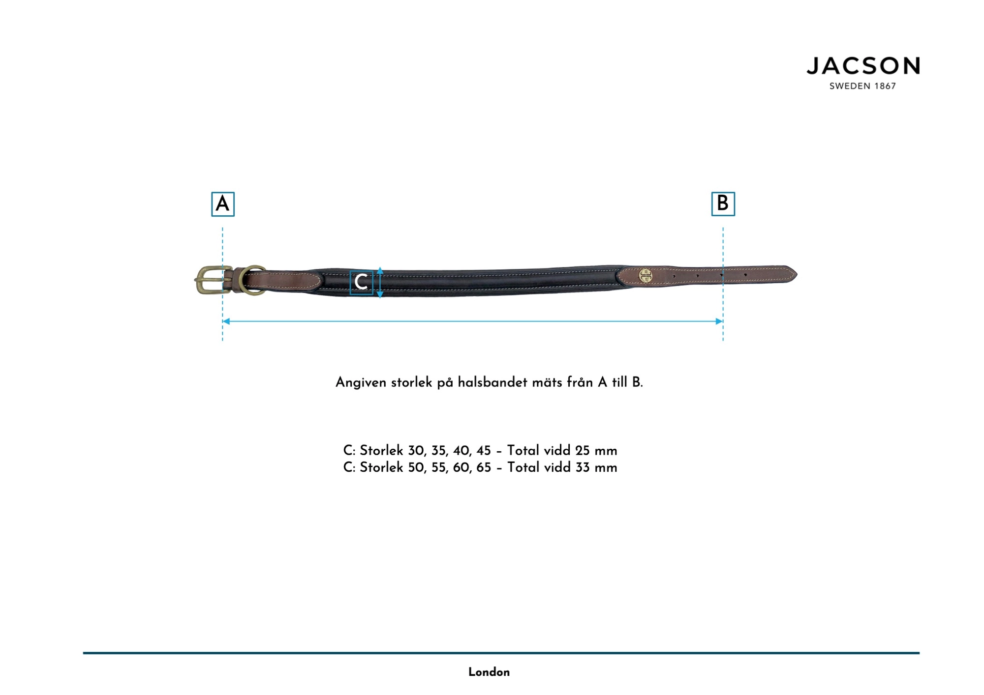 Läder halsband -  London Brun - 5