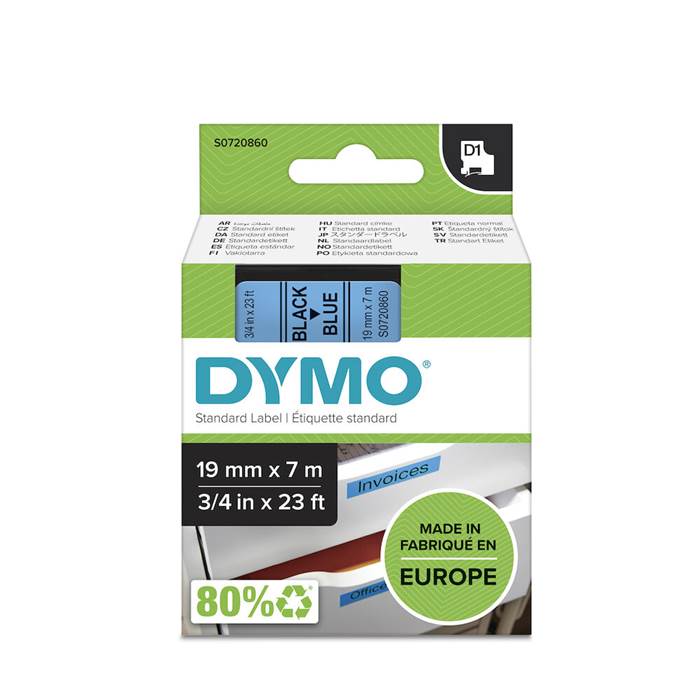 Märkband Dymo D1 19mm sva/blå - 2