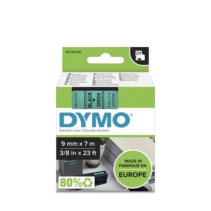 Märkband Dymo D1 9mm sva/grön - 2