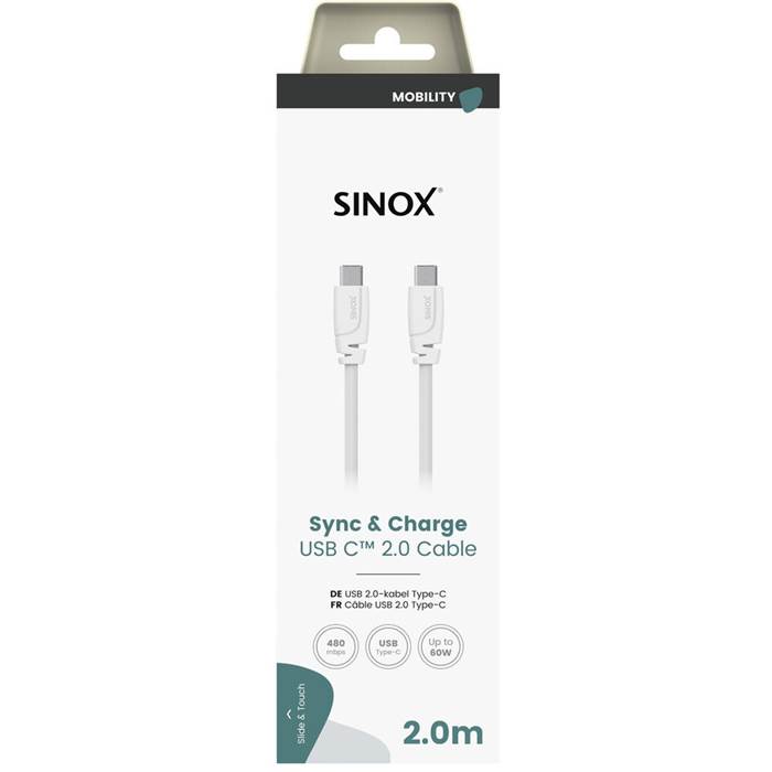 USB C 2.0 kabel. 2m. Vit - 2