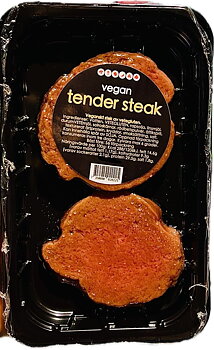 Veganska Tender Steaks i 2-pack – köttiga, vetebaserade biffar perfekta för grillen eller som växtbaserad festmat.