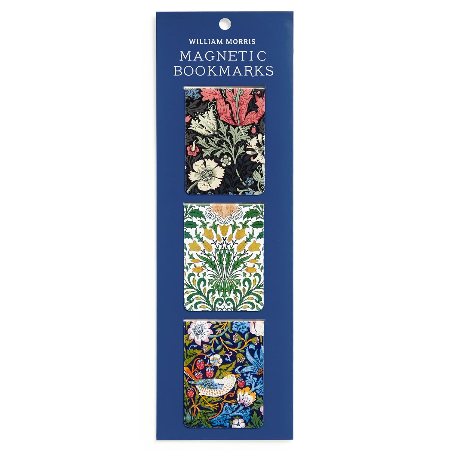 William Morris : Magnetic Bookmarks/Magnetbokmärken - Tre stycken på ett kort