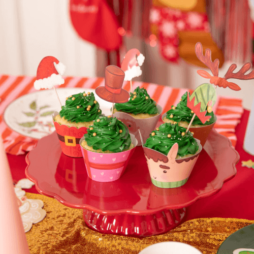 Jul Cupcake Wrappers med Cake Picks - 2