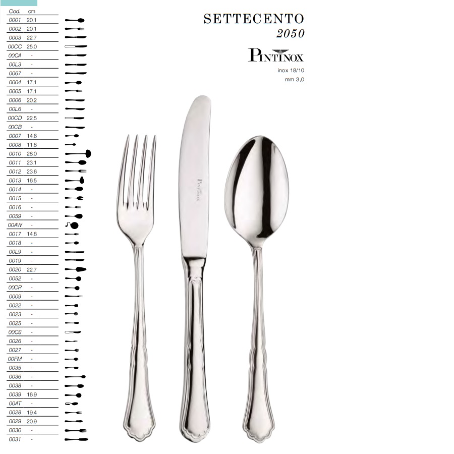 Bestick Settecento Pinti Inox Artikelnummer: 2050- - 2