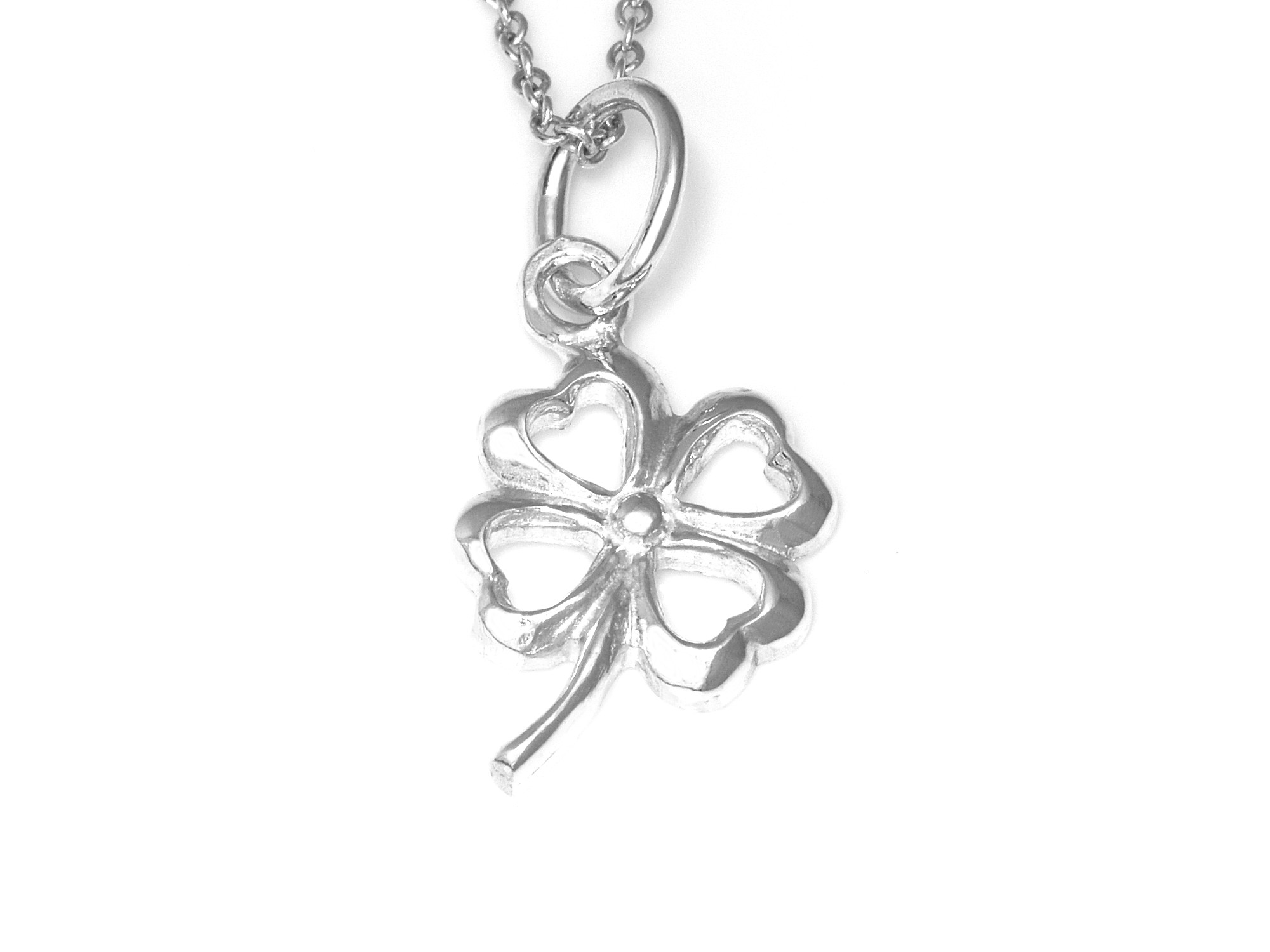 Fyrklöver Halsband i Äkta 925 Silver, Tur och Lycka Hänge, Lyckosymbol Smycke - 2