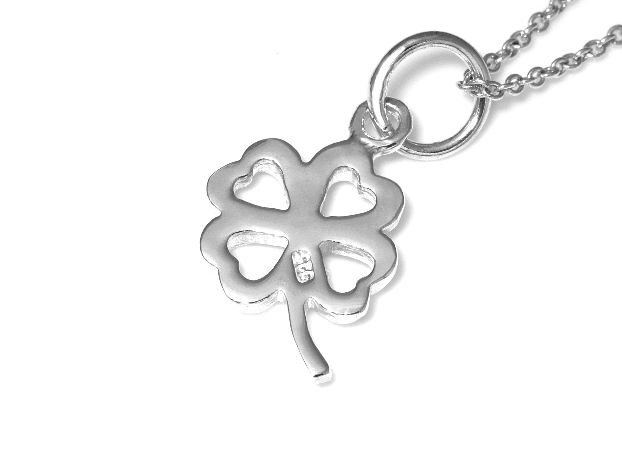 Fyrklöver Halsband i Äkta 925 Silver, Tur och Lycka Hänge, Lyckosymbol Smycke - 3