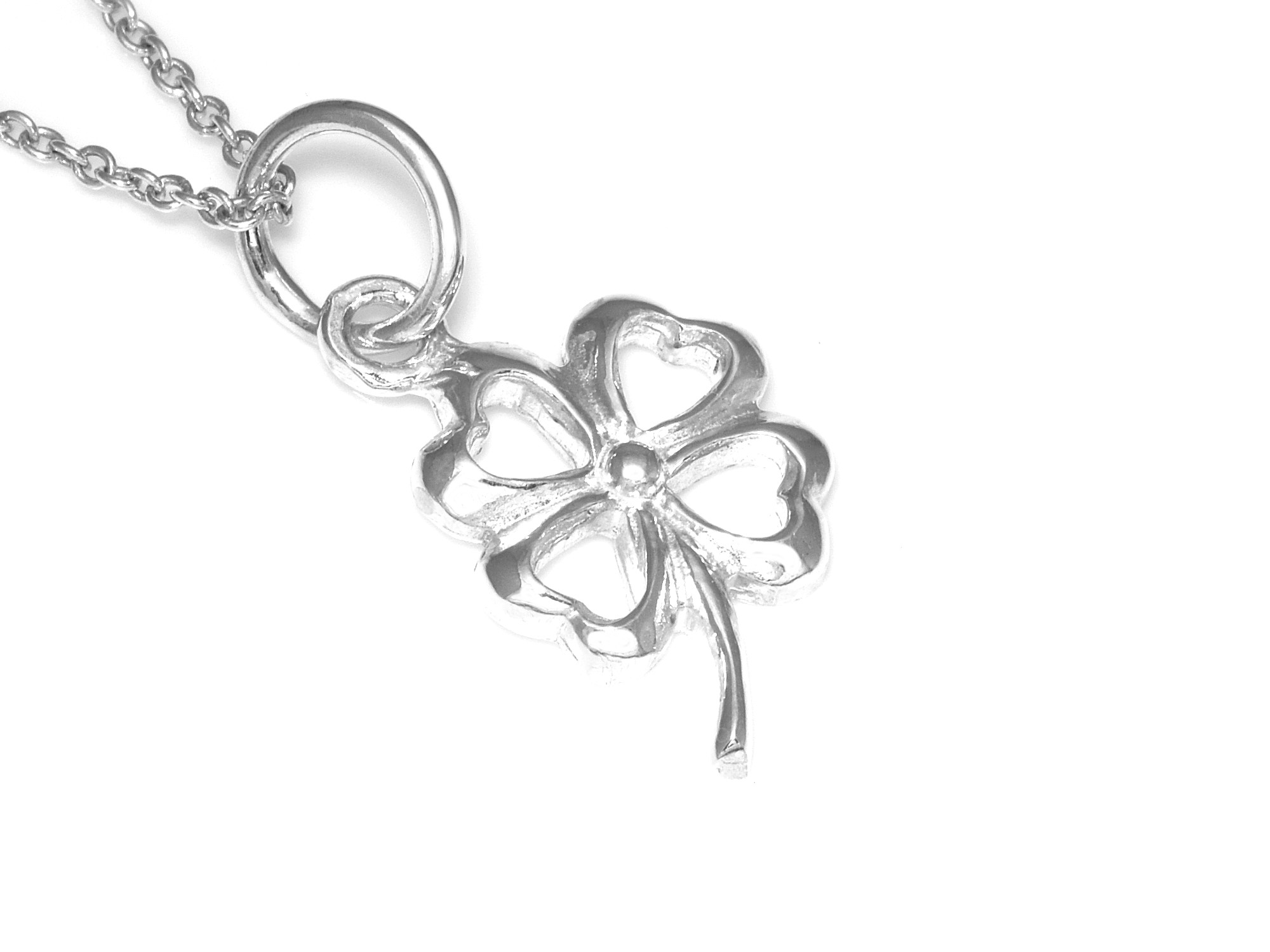 Fyrklöver Halsband i Äkta 925 Silver, Tur och Lycka Hänge, Lyckosymbol Smycke