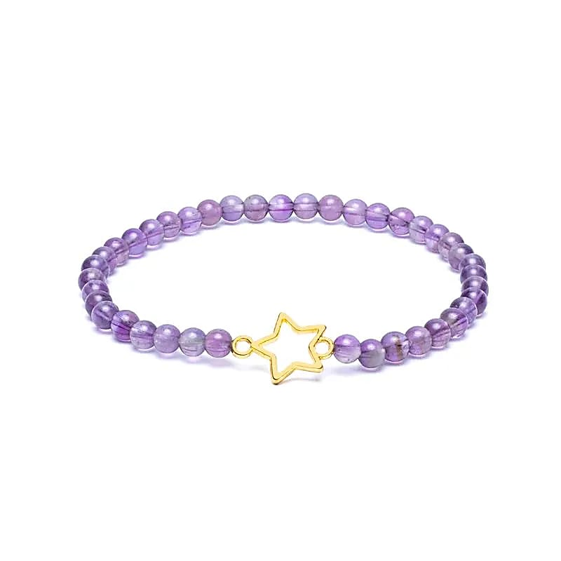 Armband ametist resår med stjärna charm 4mm