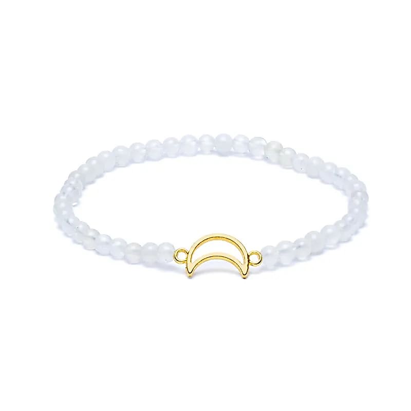 Armband klar kvarts resår med månberlock 3mm