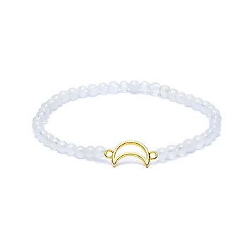 Armband klar kvarts resår med månberlock 3mm