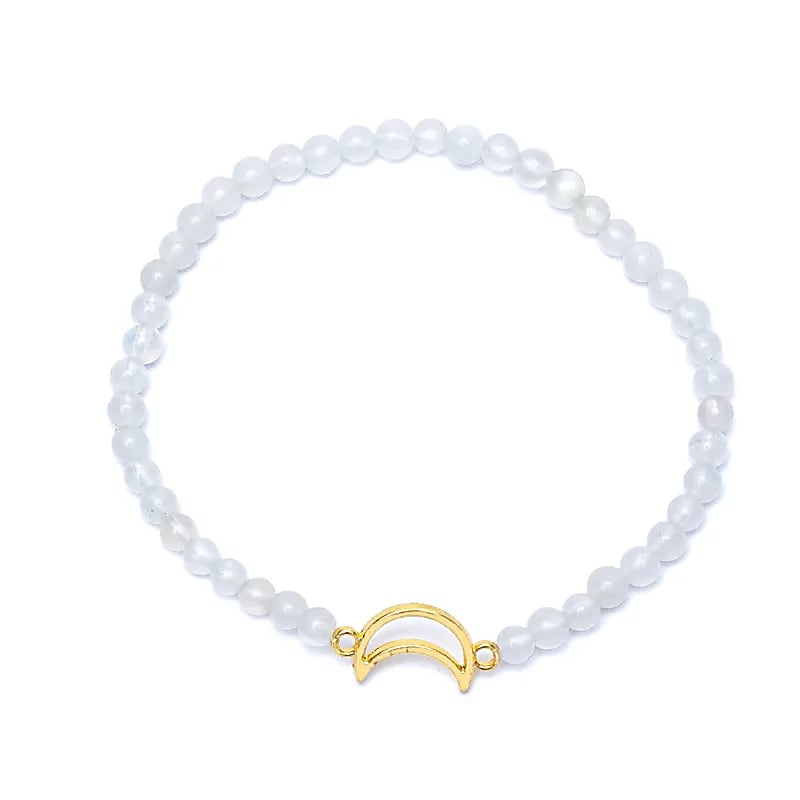 Armband klar kvarts resår med månberlock 3mm - 2