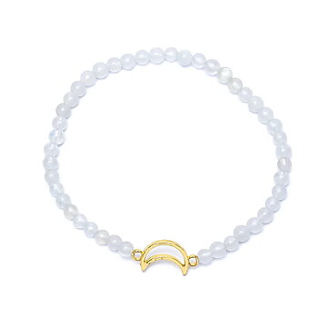 Armband klar kvarts resår med månberlock 3mm