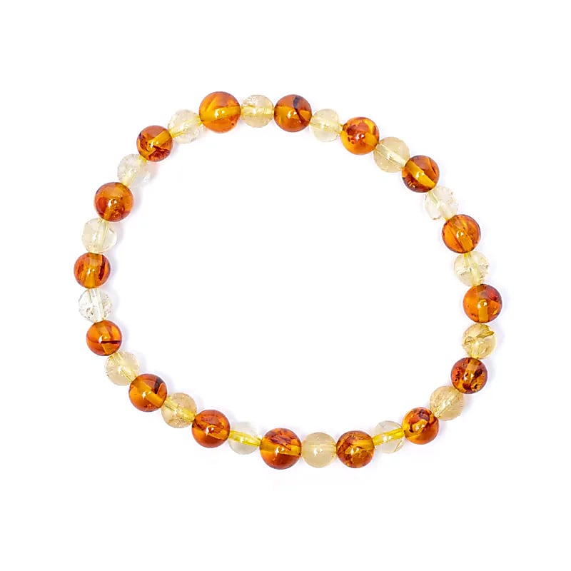 Armband bärnsten/citrin elastiskt 6mm - 2