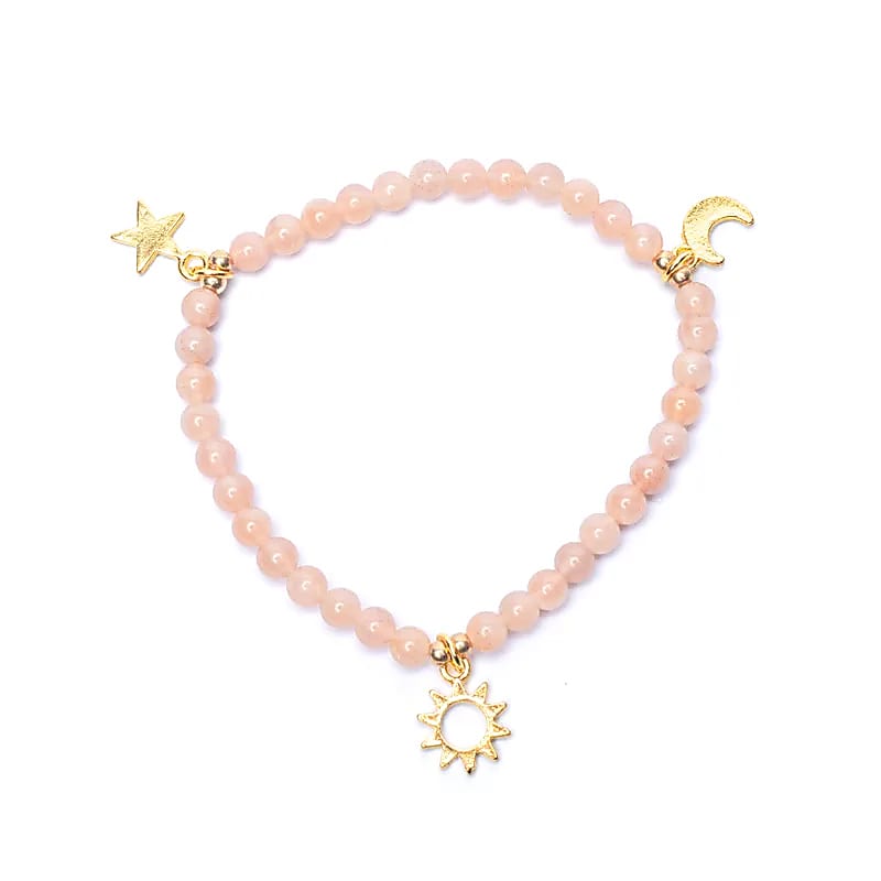 Armband solsten resår med stjärna/måne/sol berlocker 4mm - 2