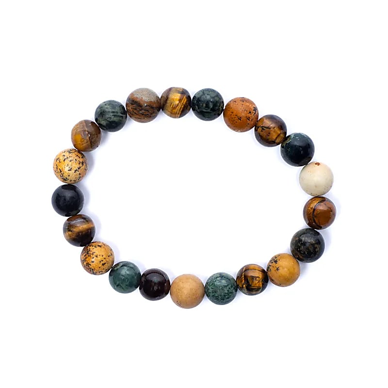 Armband kambaba jaspis/tigeröga/bildjaspis resår 8mm - 2