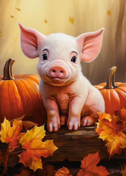 Cute Fall Piglet, 60-bitarspussel (B-066285)