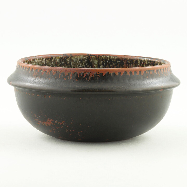Stig Lindberg (1975) Unique Bowl with Tenmoku Glaze 14 cm