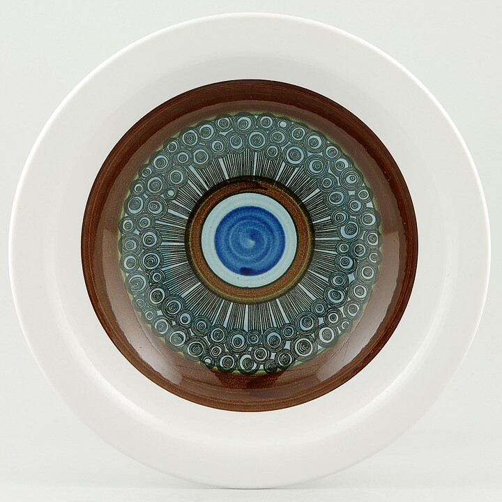Christina Campbell (Amanda 1968) Three Plates with Blue/Brown Flower Decor 20/4 cm