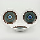 Christina Campbell (Amanda 1968) Three Plates with Blue/Brown Flower Decor 20/4 cm