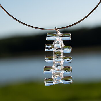STEL SILVERRING MED HÄNGE AV TRANSPARENT GLAS