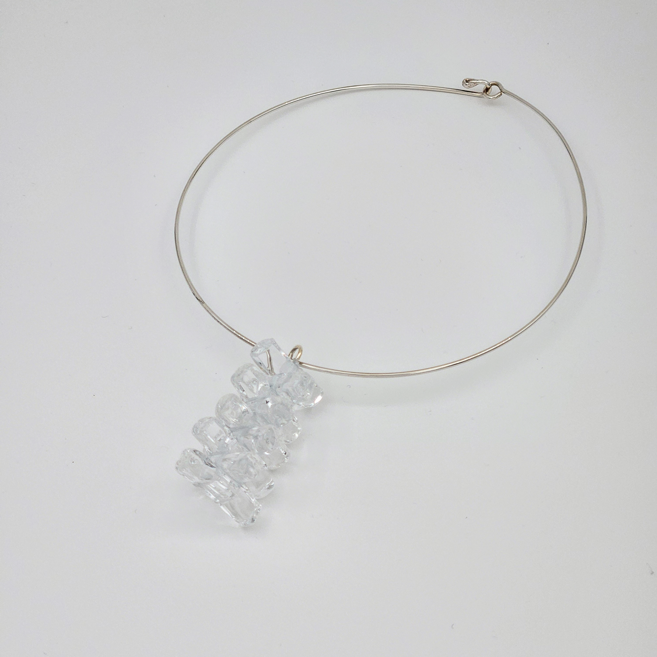 STEL SILVERRING MED HÄNGE AV TRANSPARENT GLAS - 2