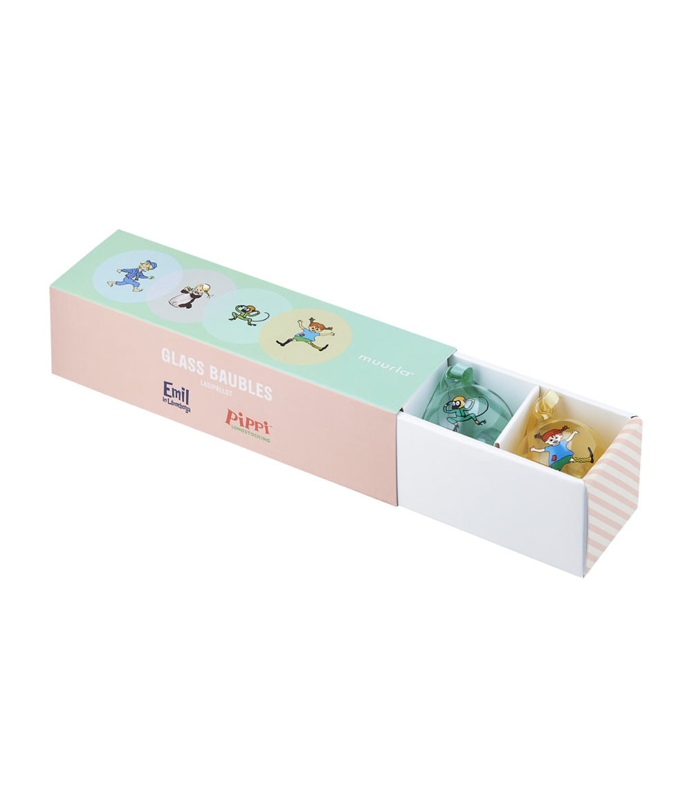Pippi & Emil Christmas Baubles 4-pack - 3