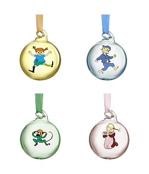 Pippi & Emil Christmas Baubles 4-pack