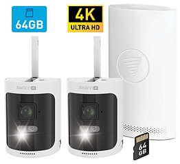 Swann Allsecure4K™ 2-Pack Trådlöst Övervakningskamerasystem inkl 64GB SD Card Hub