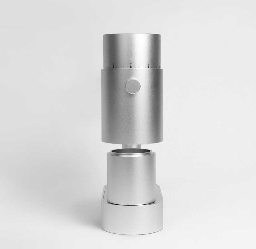 Option-O - LAGOM CASA - Kompakt elektrisk kaffekvarn - 65mm Mizen koniska malskivor - Silver - 2