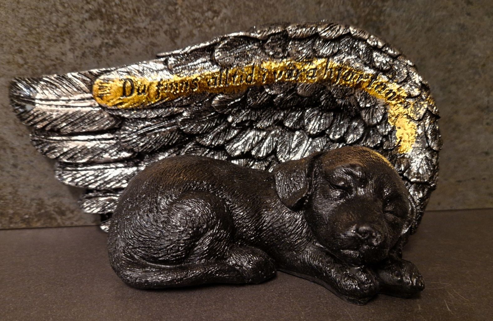 Hund med Änglavinge Staty - 12cm - 3