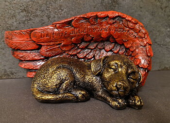Hund med Änglavinge Staty - 12cm