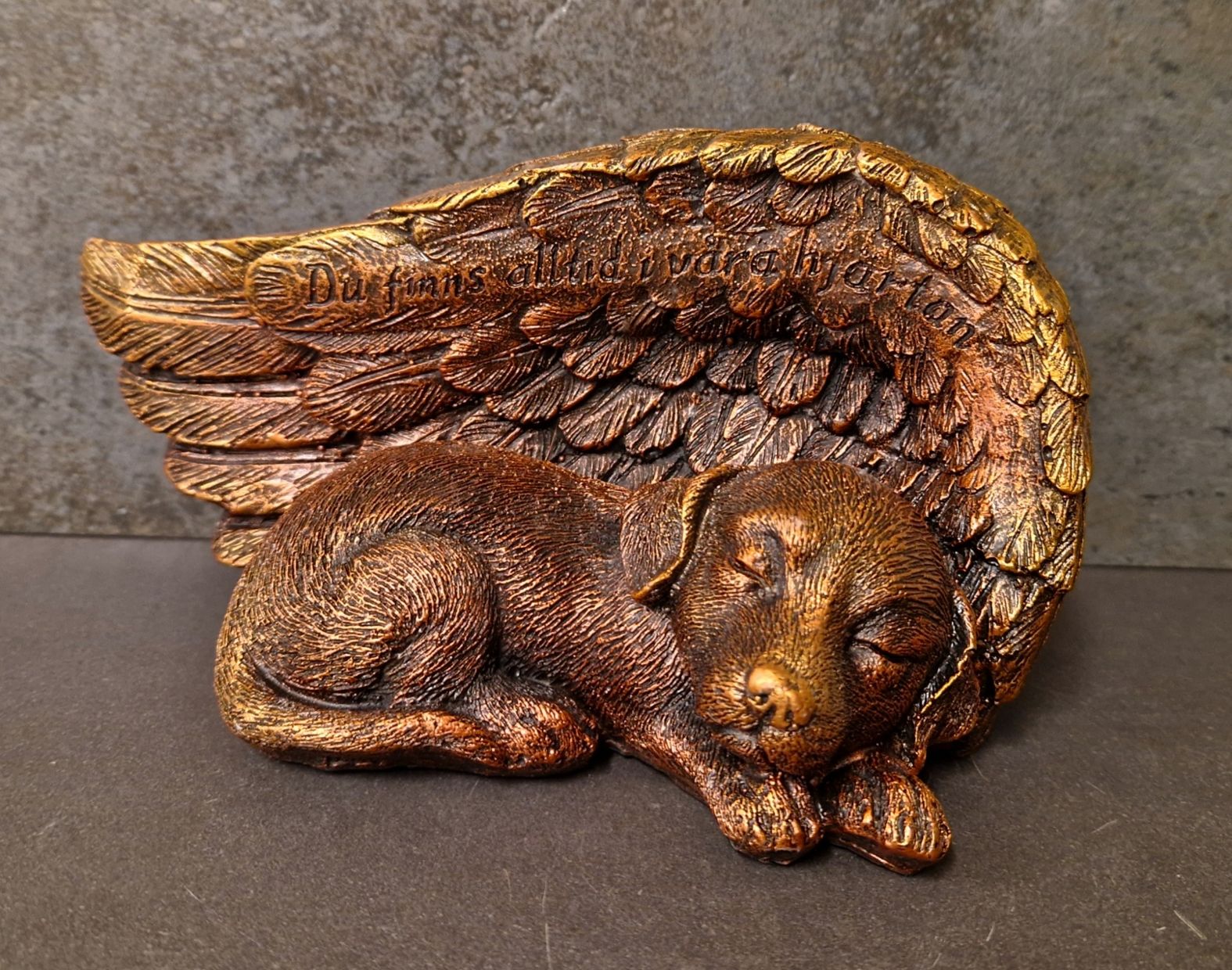 Hund med Änglavinge Staty - 12cm - 4