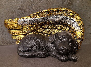 Hund med Änglavinge Staty - 12cm