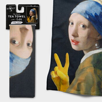 Dry Humour : Tea Towel - Kökshandduk Girl with a Yellow Glove