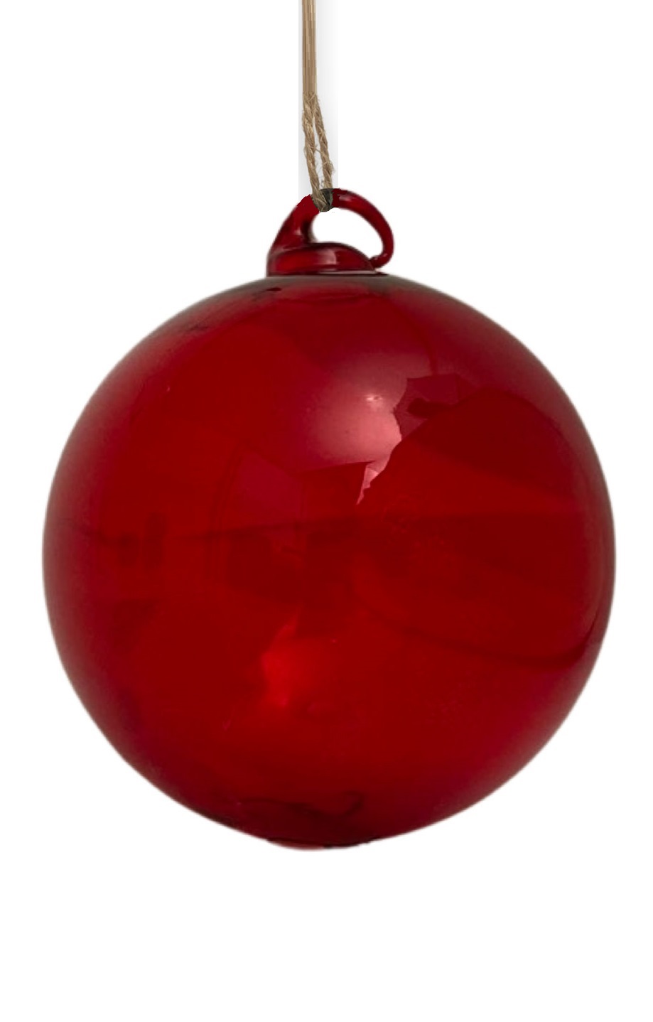 Hängande Julkula - Glaskula - Julgranskula - Ornament - Glas - Klarröd - 10x11 cm - 2