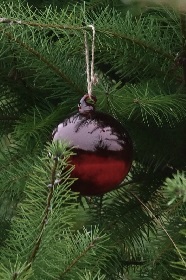 Hängande Julkula - Glaskula - Julgranskula - Ornament - Glas - Klarröd - 10x11 cm