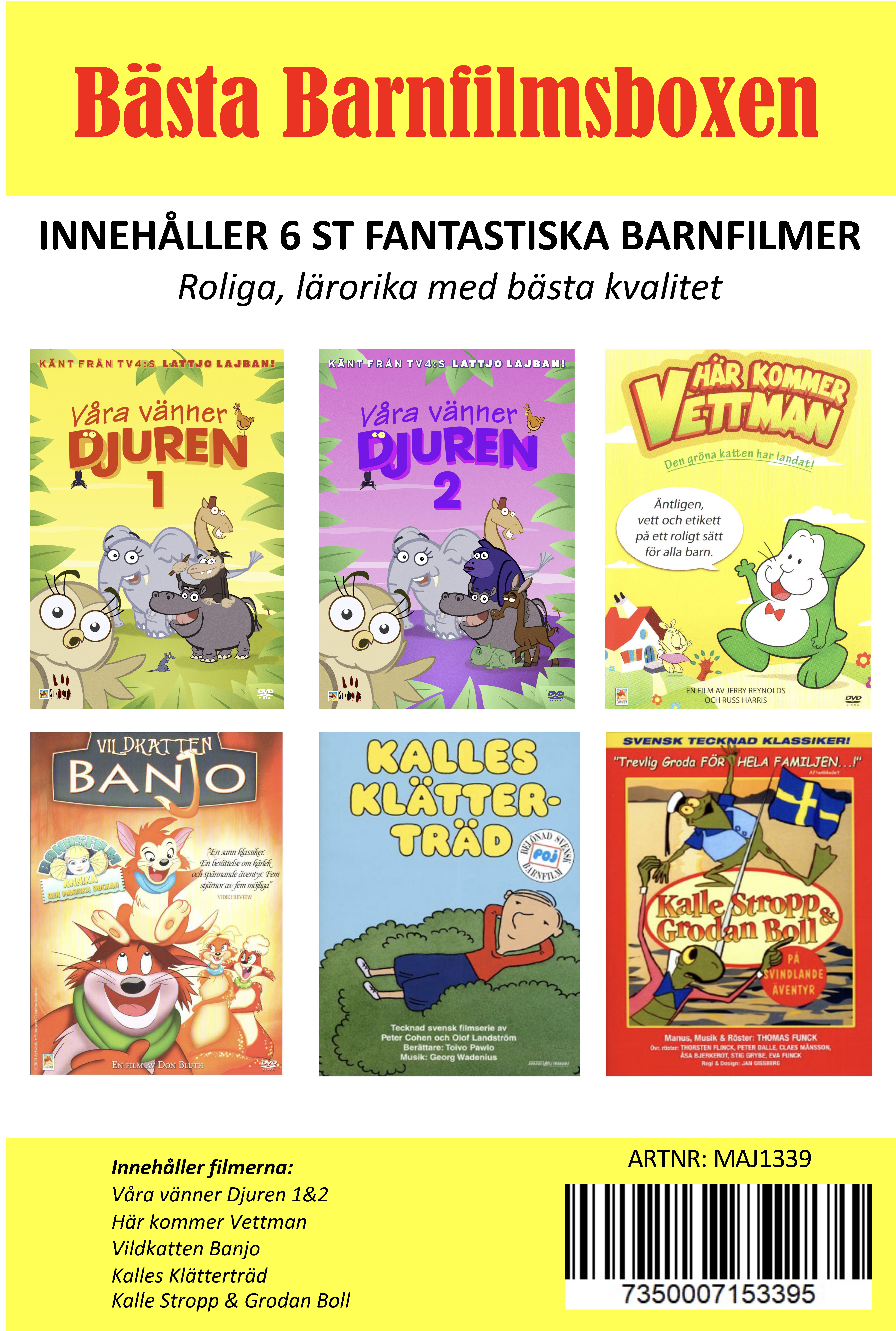 Bästa Barnboxen - Våra vänner djuren 1&2, Vettman, Banjo, Kalles klätterträd, Kalle Stropp