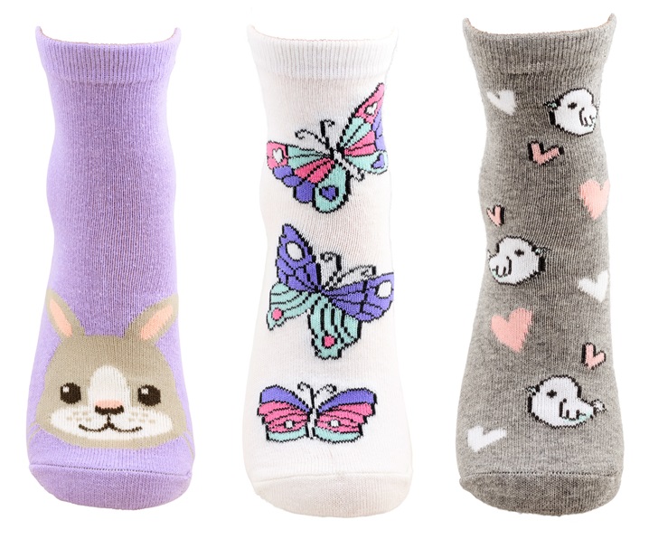 3-Pack Antihalkstrumpor Djurmotiv