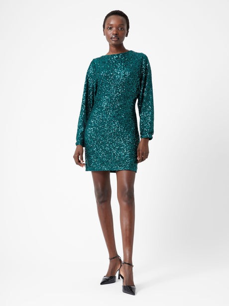 Elena Sequin Bow Back Dress - Forest - French Connection - 3