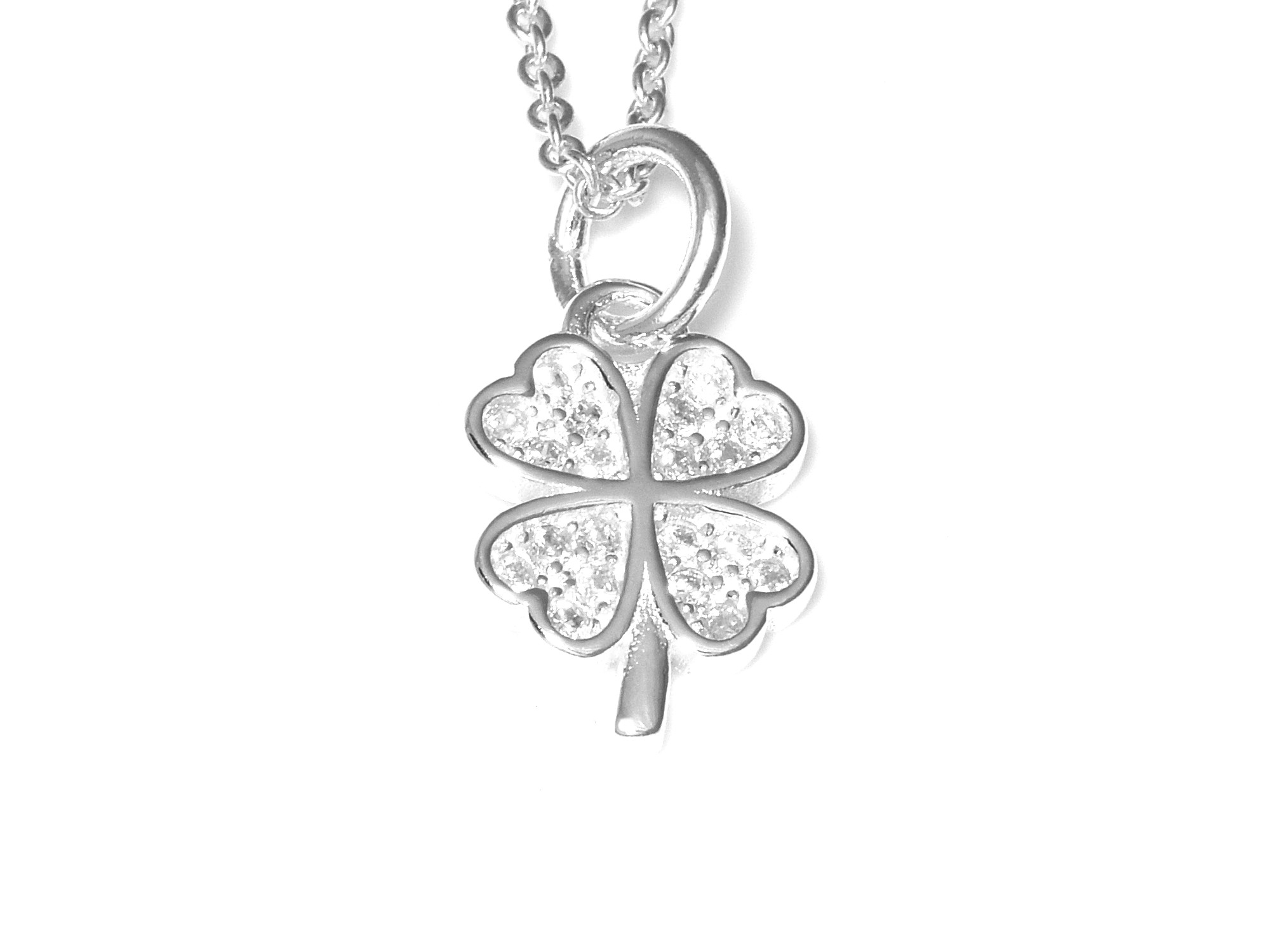 Fyrklöver Cubic Zirconia Halsband i Äkta 925 Silver, Tur och Lycka Hänge, Lyckosymbol Smycke - 2