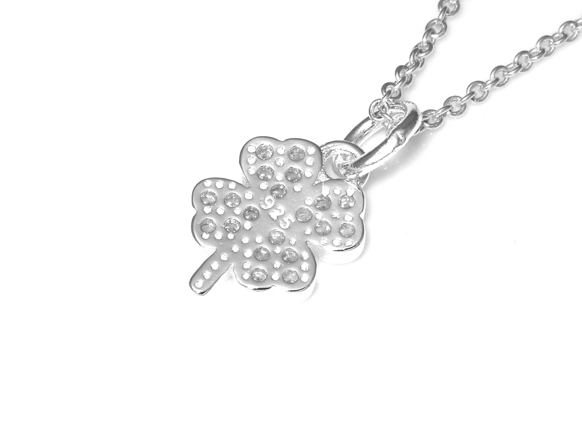 Fyrklöver Cubic Zirconia Halsband i Äkta 925 Silver, Tur och Lycka Hänge, Lyckosymbol Smycke - 3