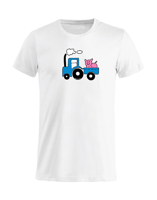 T-Shirt Barn " TRAKTOR MED GRIS PÅ SLÄPET" - Vit 